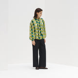 ¥【予約商品|9月下旬お届け】サテンボウタイブラウス「緑の風景」Kaoru Iga