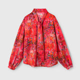 ¥【予約商品|9月下旬お届け】サテンボウタイブラウス「りんごのブーケ」Yuh Mitani