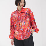 ¥【予約商品|9月下旬お届け】サテンボウタイブラウス「りんごのブーケ」Yuh Mitani