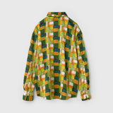 ¥【予約商品|9月下旬お届け】サテンシャツブラウス「緑の風景」Kaoru Iga