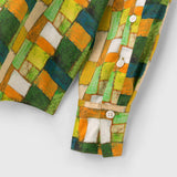 ¥【予約商品|9月下旬お届け】サテンシャツブラウス「緑の風景」Kaoru Iga