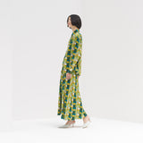 ¥【予約商品|9月下旬お届け】サテンシャツブラウス「緑の風景」Kaoru Iga