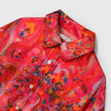 ¥【予約商品|9月下旬お届け】サテンシャツブラウス「りんごのブーケ」Yuh Mitani