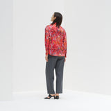 ¥【予約商品|9月下旬お届け】サテンシャツブラウス「りんごのブーケ」Yuh Mitani