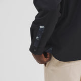 ¥デザインシャツ(ショルダー切替)ブラックA「(無題)(丸)」Sanae Sasaki