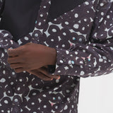 ¥デザインシャツ(ショルダー切替)ブラックB「(無題)(丸)」Sanae Sasaki