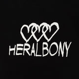 ¥【HEART】Logo T-Shirt Horizontal Triple Heart BlackHERALBONY