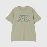 ¥【HEART】Logo T-Shirt Horizontal Triple Heart GreenHERALBONY
