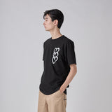 ¥【HEART】Logo T-Shirt Vertical Triple Heart BlackHERALBONY