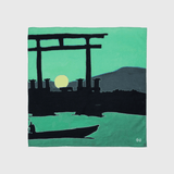 ¥シルク混バンダナ「夕陽に輝く厳島神社(宮島)」Yasuhiro Kobayashi
