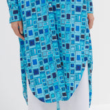 ¥シャツワンピース「青い窓」Kaoru Iga