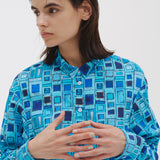 ¥シャツワンピース「青い窓」Kaoru Iga