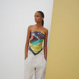 ¥シルクスカーフ「ヴェネチアのフルーツ船」Hiroshi Yoshida