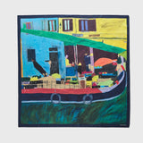 ¥シルクスカーフ「ヴェネチアのフルーツ船」Hiroshi Yoshida