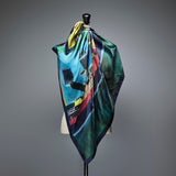 ¥シルクスカーフ「ヴェネチアのフルーツ船」Hiroshi Yoshida