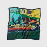 ¥シルクスカーフ「ヴェネチアのフルーツ船」Hiroshi Yoshida