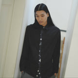 ¥デザインシャツ(フライフロント)「(無題)(丸)」 ブラックSanae Sasaki