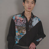 ¥デザインシャツ(ショルダー切替)「迷路」Yu Takada