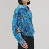 ¥シャツブラウス「(無題)(青)」Midori Kudo