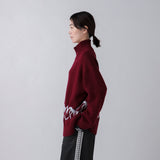 【HEART】 Bicolor Knit Pullover Bordeaux