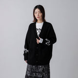 【HEART】 Bicolor Knit Cardigan Black