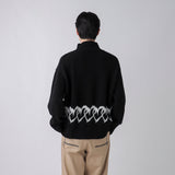 【HEART】 Bicolor Knit Pullover Black