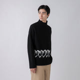 【HEART】 Bicolor Knit Pullover Black