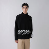 【HEART】 Bicolor Knit Pullover Black