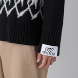 【HEART】 Bicolor Knit Pullover Black