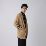 【HEART】 Bicolor Knit Cardigan Beige