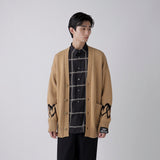 【HEART】 Bicolor Knit Cardigan Beige