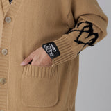 【HEART】 Bicolor Knit Cardigan Beige