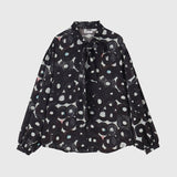 ¥Satin Bow Tie Blouse「(無題)(丸)」Sanae Sasaki