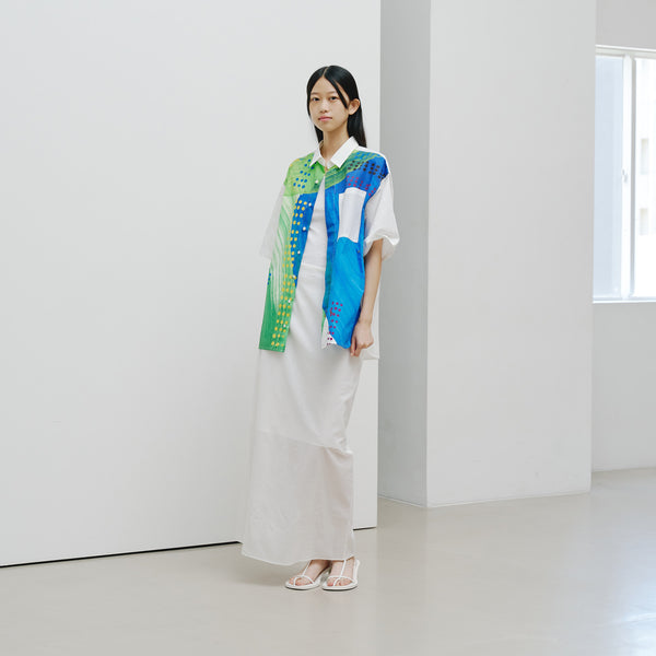 【予約商品｜8月末〜9月上旬お届け】アートパネル半袖シャツ「タイトル不明 Blue」