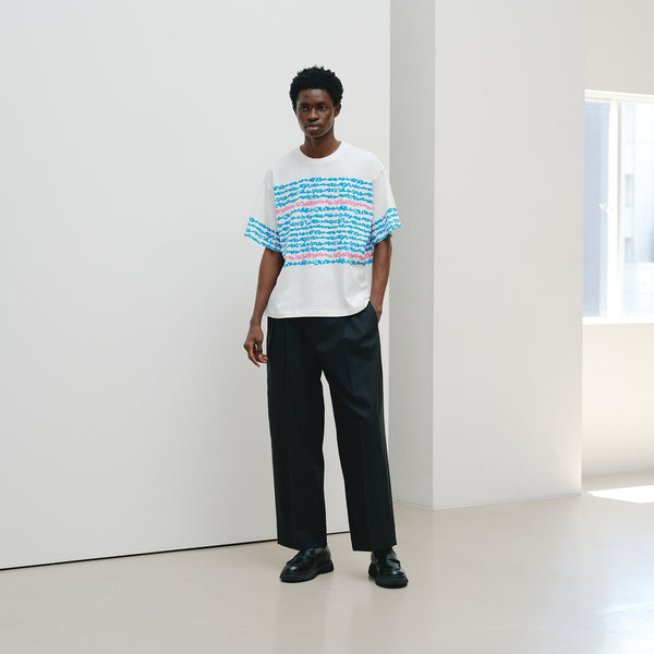 【予約商品｜8月末〜9月上旬お届け】アートボーダーTシャツ「blue brush-mm2025」