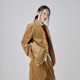 ￥【予約商品｜10月中旬お届け】Embroidered Corduroy Jacket「marina-moji003」　Beigemarina
