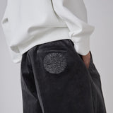 ￥【予約商品｜10月中旬お届け】Embroidered Corduroy Pants「marina-moji003」　Charcoalmarina