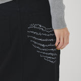 デニムスカート（ブラック）「heart-mm2024」