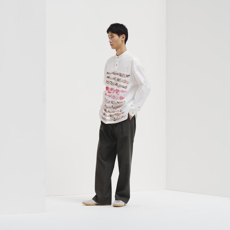 HERALBONY marina バンドカラーシャツ brown brush バンドカラーシャツ「brown brush-mm2025」 – HERALBONY