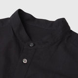 Textured Embroidered Band Collar Shirt「楽譜（No.2）」　Black