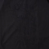 Textured Embroidered Band Collar Shirt「楽譜（No.2）」　Black