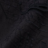 Textured Embroidered Band Collar Shirt「楽譜（No.2）」　Black