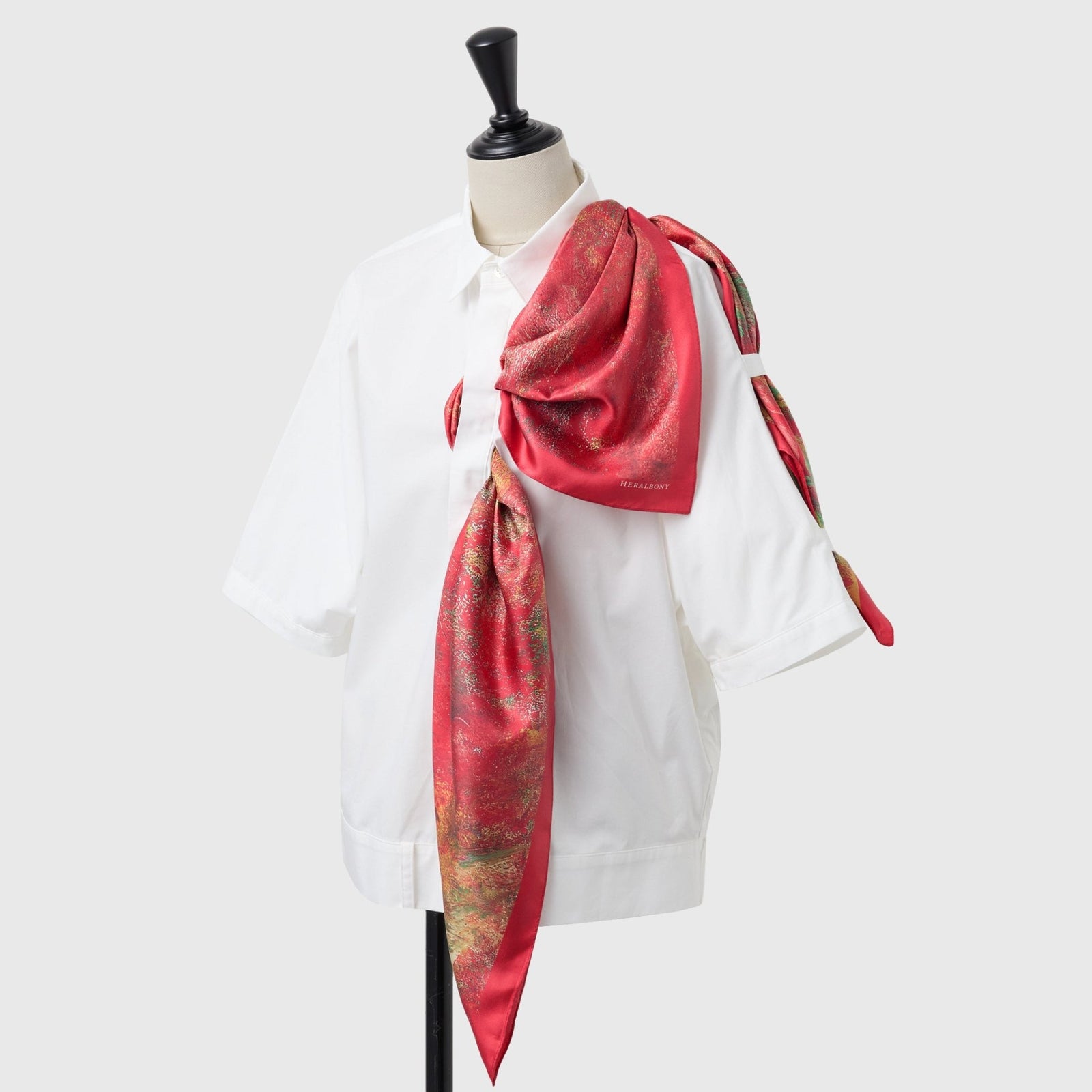 天然石シルク織り画 ウールシルクストールヘリンボーン織120＞オランジュリーガーデン