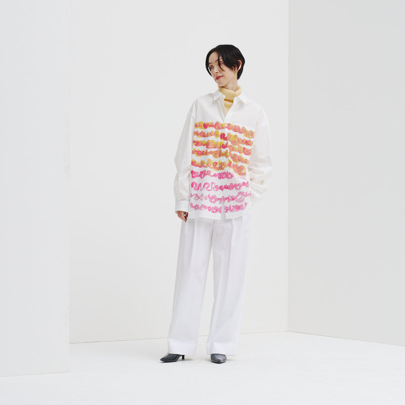 レギュラーカラーシャツ「red gradation brush1-mm2025」