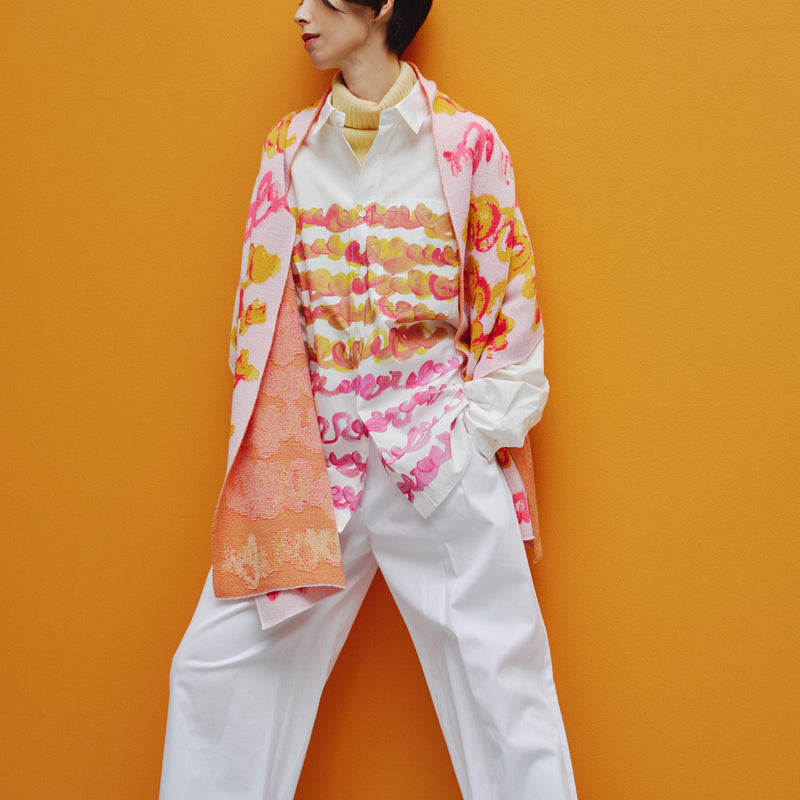 ジャガードマフラー「red gradation brush1-mm2025」