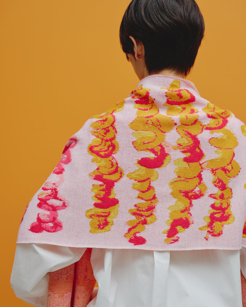 ジャガードマフラー「red gradation brush1-mm2025」