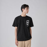 【HEART】Logo T-Shirt　Vertical Triple Heart　Black