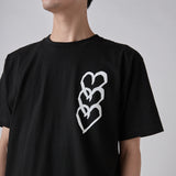 【HEART】Logo T-Shirt　Vertical Triple Heart　Black