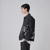Hand-Screen Printed Coach Jacket「楽譜 spiritoso」