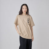 【HEART】Logo T-Shirt　Vertical Triple Heart　Beige